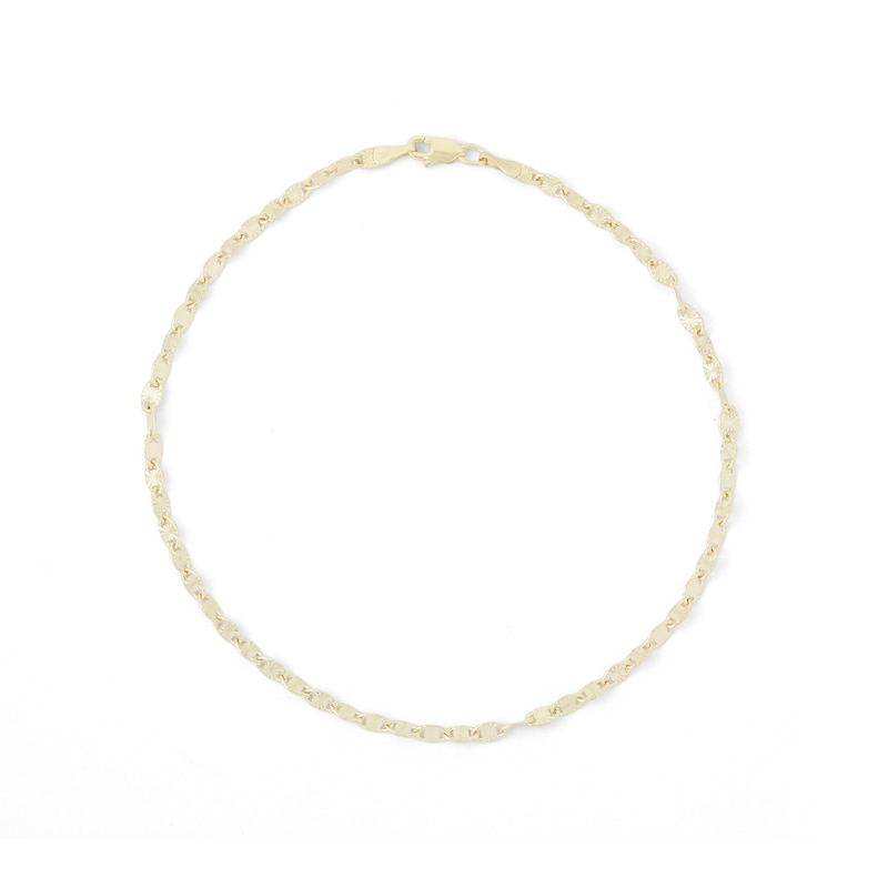 060 Gauge Valentino Chain Anklet in 10K Hollow Gold - 10"