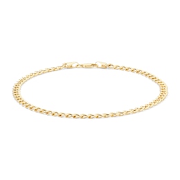 10K Hollow Gold Diamond-Cut Curb Chain Anklet