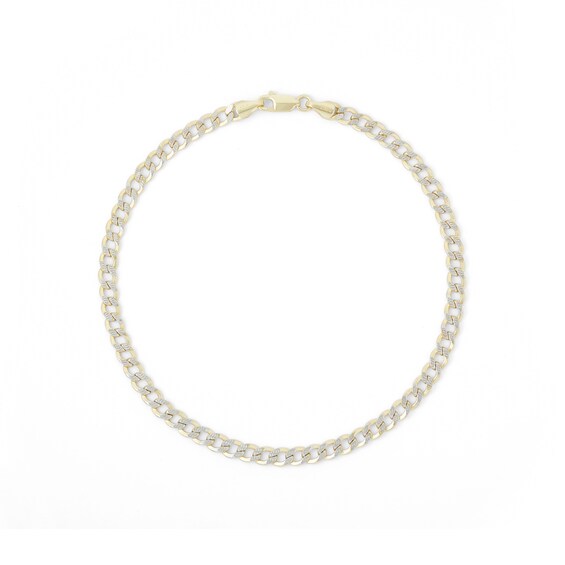 10K Hollow Gold Diamond-Cut Curb Chain Anklet