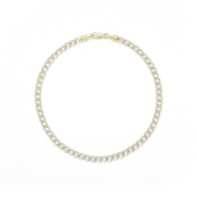 100 Gauge Diamond-Cut Curb Chain Anklet in 10K Hollow Gold - 10"