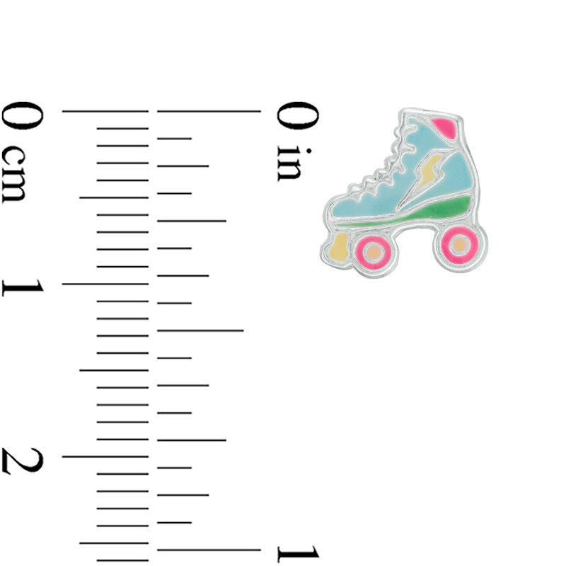 Main Image 2 of Child's Multi-Color Roller Skate Stud Earrings in Sterling Silver
