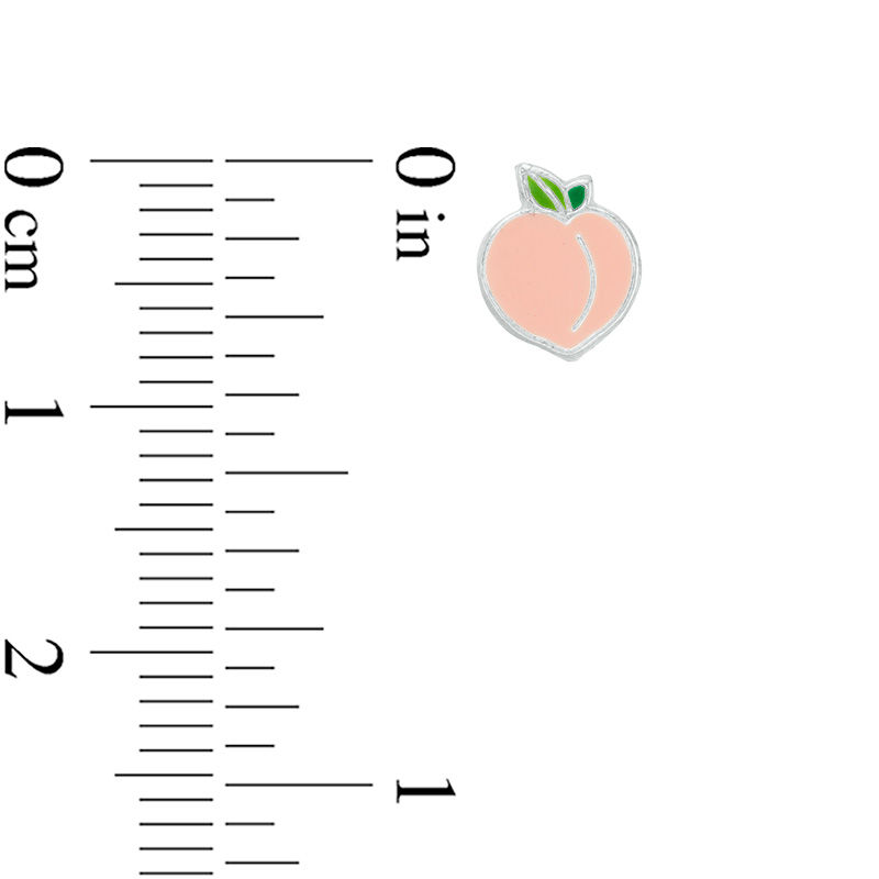 Main Image 2 of Child's Multi-Color Enamel Peach Stud Earrings in Sterling Silver