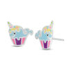 Thumbnail Image 1 of Child's Multi-Color Enamel Narwhal Cupcake Stud Earrings in Sterling Silver