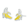 Thumbnail Image 1 of Child's Crystal and Enamel Peeled Banana Stud Earrings in Sterling Silver