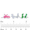 Thumbnail Image 1 of Child's Green, Purple and Pink Enamel Dinosaur Stud Earrings Set in Solid Sterling Silver