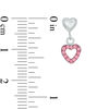 Child's Sterling Silver Pink Crystal and Enamel Heart Outline Dangle Studs