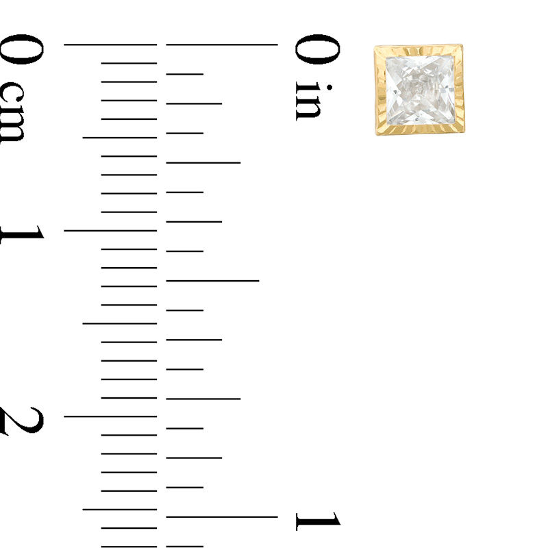 Main Image 2 of Child's Multi-Shape Cubic Zirconia Diamond-Cut Frame Stud Earrings Set in 10K Gold