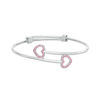 Thumbnail Image 1 of Child's Pink Crystal Heart Outline Bypass Bangle in Sterling Silver - 6"
