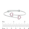 Thumbnail Image 2 of Child's Pink Crystal Heart Outline Bypass Bangle in Sterling Silver - 6"