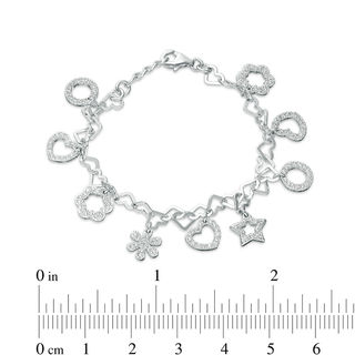 Child's Cubic Zirconia Multi-Shape Charm Bracelet in Sterling Silver - 5.5"