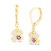 Thumbnail Image 0 of Child's Cubic Zirconia Clover with Enamel Ladybug Drop Earrings in Solid Brass with 18K Gold Plate