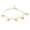 Thumbnail Image 1 of Child's Cubic Zirconia Clover with Enamel Ladybug Charm Bracelet in Brass with 18K Gold Plate - 5.5"