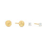 3mm Cubic Zirconia and Diamond-Cut Sunburst Circle Stud Earrings Set in 10K Gold