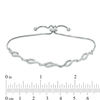 Cubic Zirconia Double Wave Link Bolo Bracelet in Sterling Silver - 9"