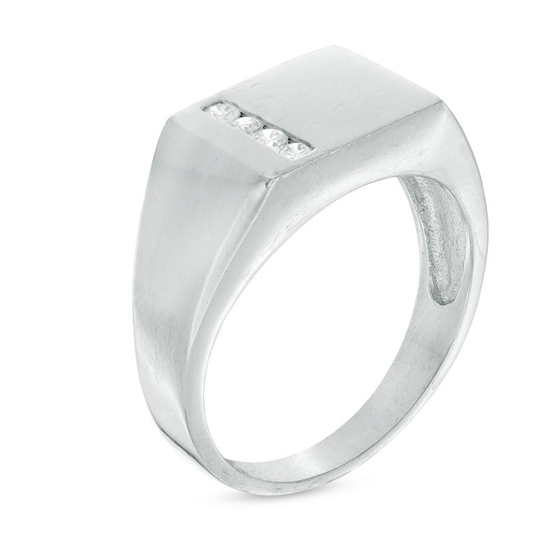 Cubic Zirconia Square Signet Ring in Sterling Silver - Size 10