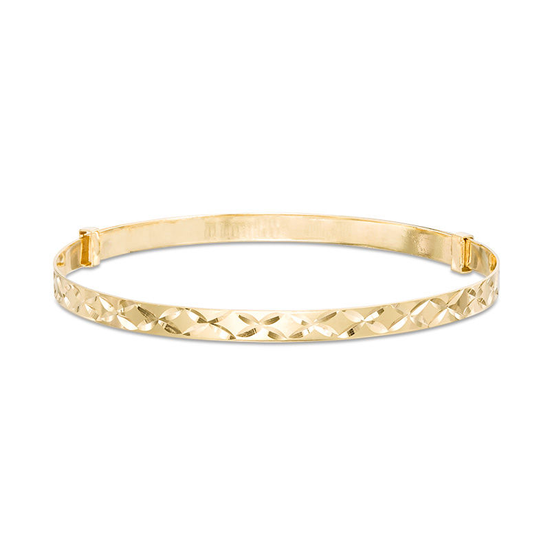 Child's Adjustable 3mm Diamond-Cut Bangle in 10K Gold - 7"