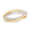 Thumbnail Image 0 of Multi-Finish Stacked Orbit Ring in 10K Tri-Tone Gold - Size 7