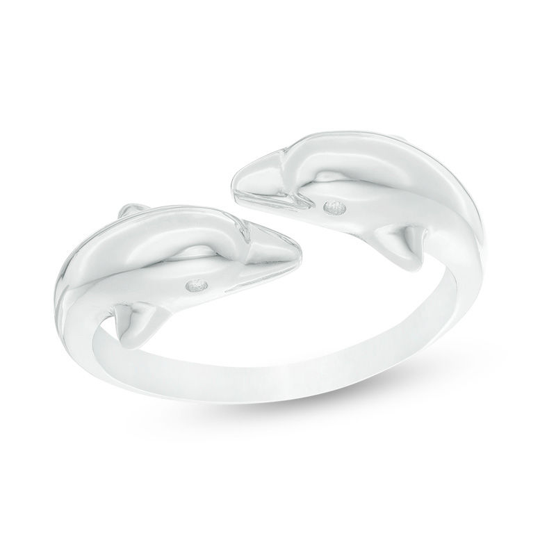 Double Dolphin Bypass Ring in Sterling Silver - Size 7