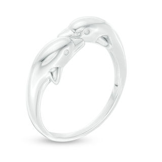 Double Dolphin Bypass Ring in Sterling Silver - Size 7
