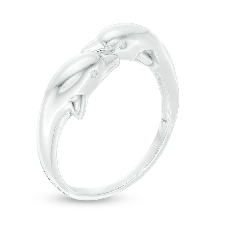 Double Dolphin Bypass Ring in Sterling Silver - Size 7