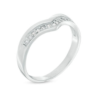Cubic Zirconia Chevron Ring in Sterling Silver - Size 7