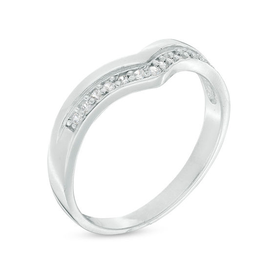 Cubic Zirconia Chevron Ring in Sterling Silver - Size 7