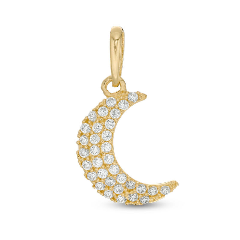 Main Image 1 of Cubic Zirconia Crescent Moon Necklace Charm in 10K Gold