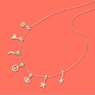 Cubic Zirconia Crescent Moon Necklace Charm in 10K Gold