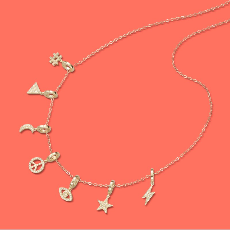 Main Image 2 of Cubic Zirconia Crescent Moon Necklace Charm in 10K Gold