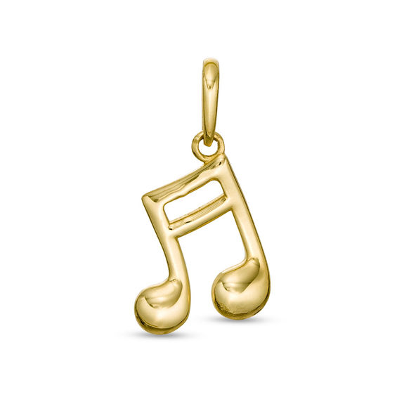 Tilted Music Note Necklace Charm in 10K Gold