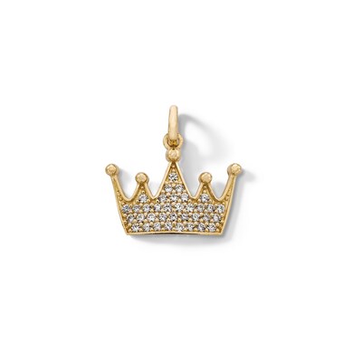 Cubic Zirconia Crown Necklace Charm in 10K Solid Gold