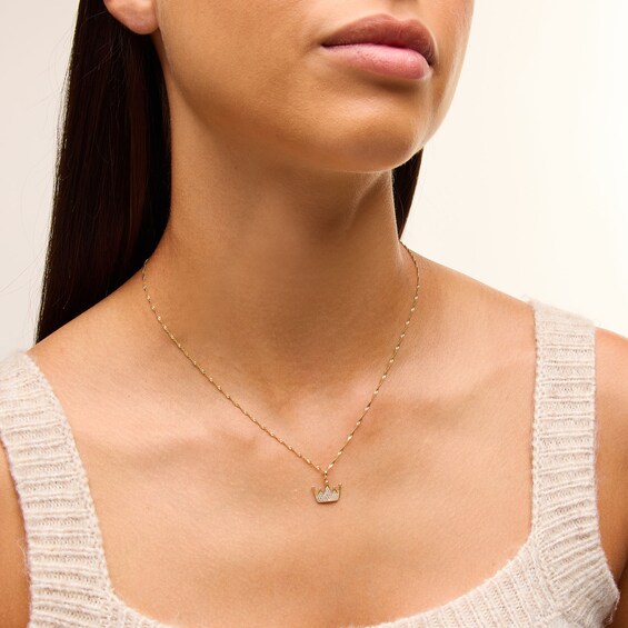 Cubic Zirconia Crown Necklace Charm in 10K Solid Gold