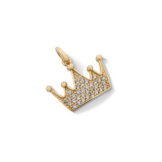 Cubic Zirconia Crown Necklace Charm in 10K Solid Gold