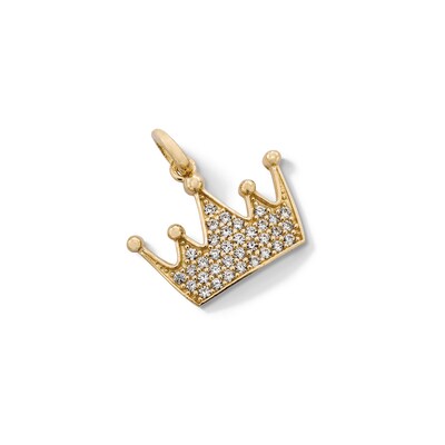 Cubic Zirconia Crown Necklace Charm in 10K Solid Gold