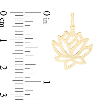 Lotus Flower Cutout Necklace Charm in 10K Gold
