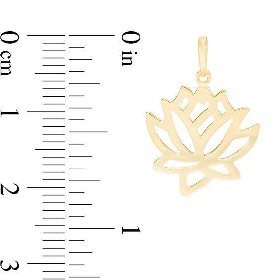 Lotus Flower Cutout Necklace Charm in 10K Gold