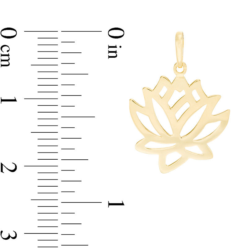 Main Image 2 of Lotus Flower Cutout Necklace Charm in 10K Gold