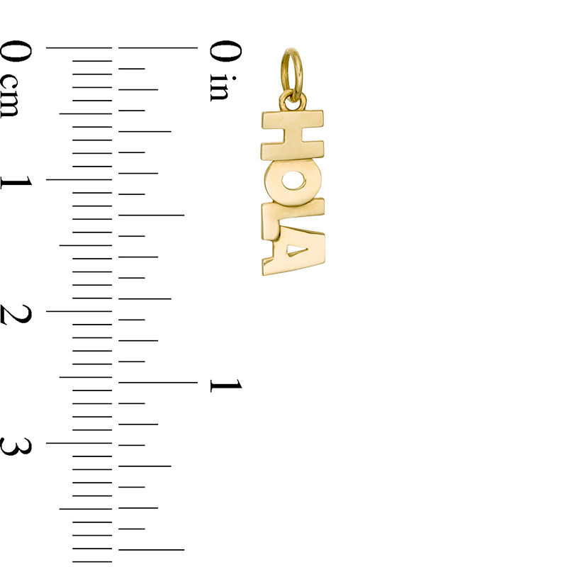 Main Image 2 of Vertical "HOLA" Necklace Charm in 10K Gold