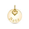 Thumbnail Image 1 of "Nana" Disc Necklace Charm with a Puff Heart Dangle Accent in 10K Gold