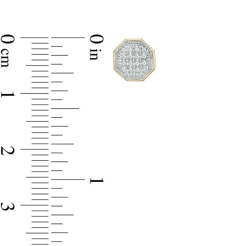 1/15 CT. T.W. Square Composite Diamond Octagon Stud Earrings in 10K Gold