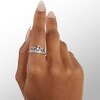 Lab-Created Opal and White Sapphire Vintage-Style Crown Ring in Sterling Silver - Size 9