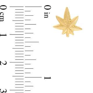 Diamond-Cut Cannabis Leaf Stud Earrings in 10K Gold