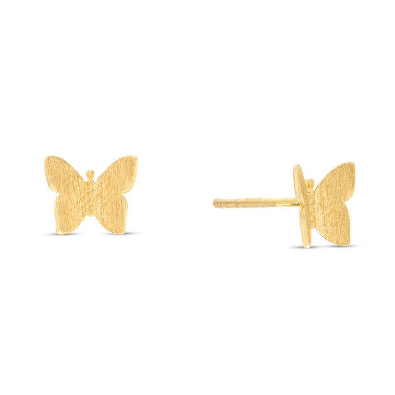 Main Image 1 of Satin Butterfly Stud Earrings in 10K Gold