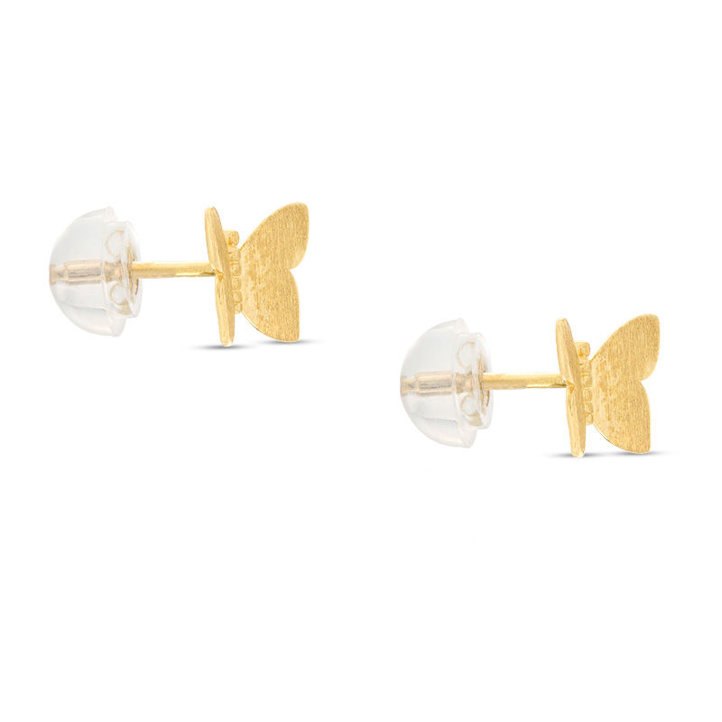 Main Image 2 of Satin Butterfly Stud Earrings in 10K Gold