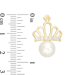 Child's 4mm Freshwater Cultured Pearl and Cubic Zirconia Crown Stud Earrings in 10K Gold