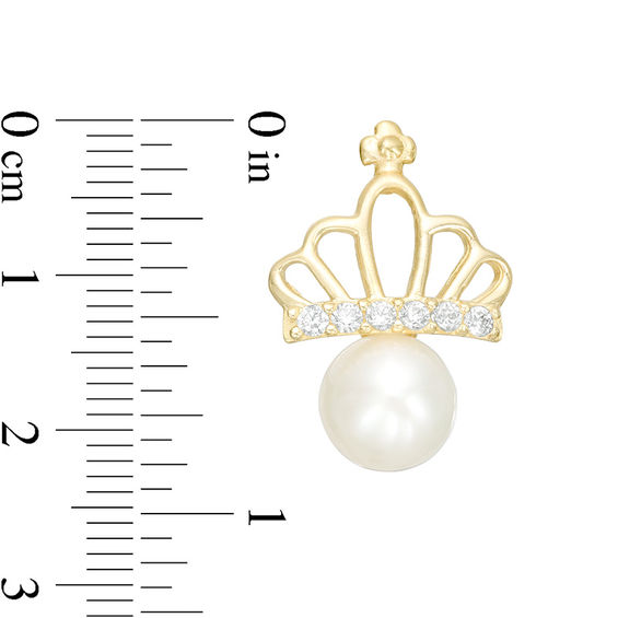 Child's 4mm Freshwater Cultured Pearl and Cubic Zirconia Crown Stud Earrings in 10K Gold