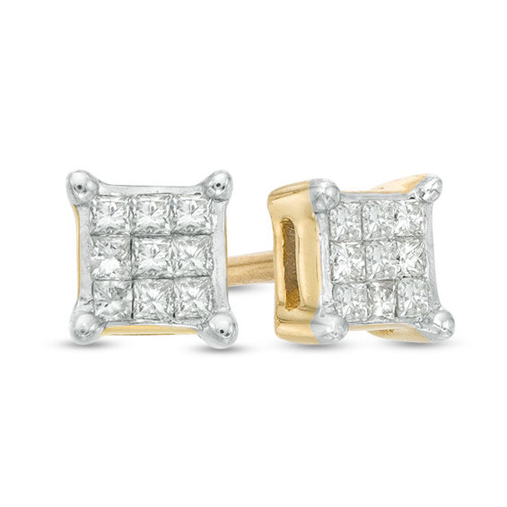 1/10 CT. T.W. Princess-Cut Composite Diamond Stud Earrings in 10K Gold