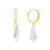 Thumbnail Image 1 of Teardrop Iridescent Crystal Dangle Huggie Hoop Earrings in 10K Gold