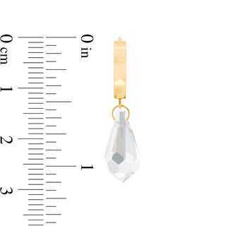Teardrop Iridescent Crystal Dangle Huggie Hoop Earrings in 10K Gold