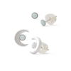 Thumbnail Image 0 of 3mm Simulated Opal and Crescent Moon Stud Earrings Set in Solid Sterling Silver